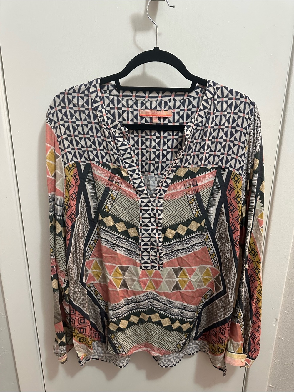 Vilagallo Multicolor Geometric V-Neck Tunic